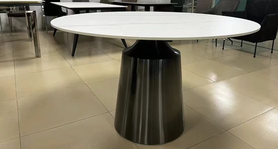 Customizable Color Round Dining Room Table Ceramic Top With Metal Frame