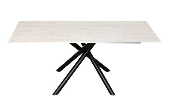 1800*900mm Ceramic Material Dining Table With Fixed Type Black  Metal  Leg