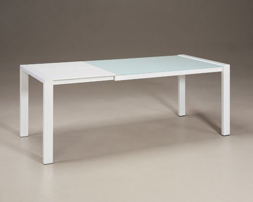 Tempered Glass Top Extendable Glass Table DT-970 90cm Width For Showroom