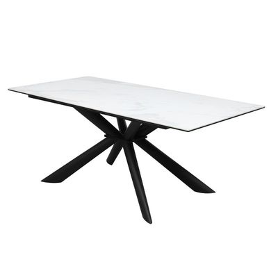 1800*850mm Ceramic Top Dining Table With Fixed Type And Iron Base