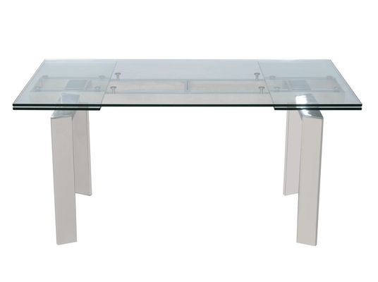 200cm Length Extendable Glass Dining Table Fire Resistant With Steel Base