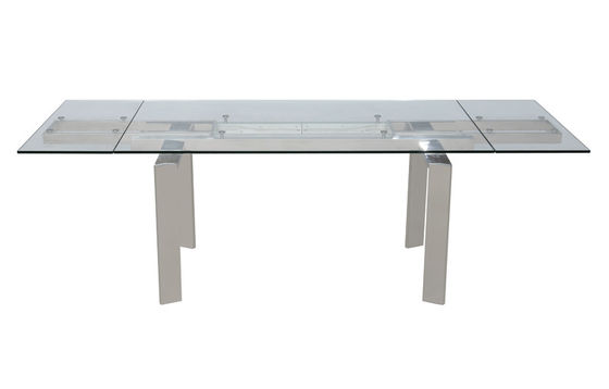 200cm Length Extendable Glass Dining Table Fire Resistant With Steel Base