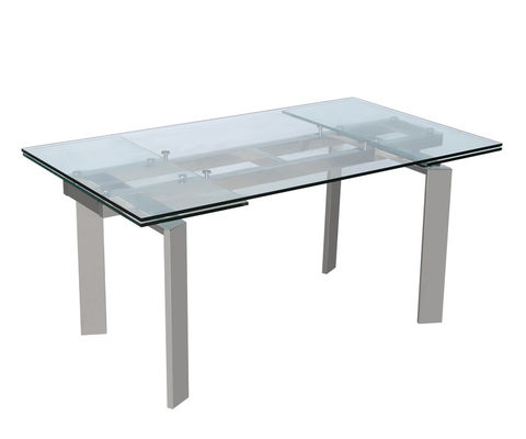 200cm Length Extendable Glass Dining Table Fire Resistant With Steel Base