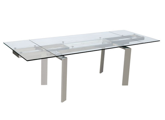 200cm Length Extendable Glass Dining Table Fire Resistant With Steel Base