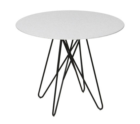 Diameter 900mm Ceramic Round Dining Table With Fixed Type And Iron Base