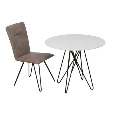 Diameter 900mm Ceramic Round Dining Table With Fixed Type And Iron Base