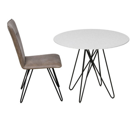 Diameter 900mm Ceramic Round Dining Table With Fixed Type And Iron Base