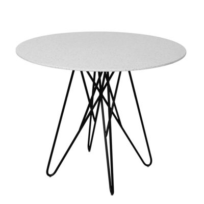 Diameter 900mm Ceramic Round Dining Table With Fixed Type And Iron Base