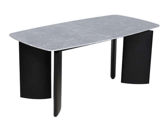 1750*850mm Ceramic Top Dining Table With Fixed Type And Black Iron Base