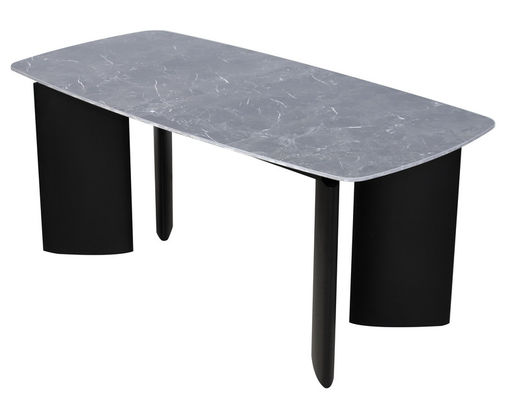 1750*850mm Ceramic Top Dining Table With Fixed Type And Black Iron Base