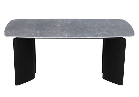 1750*850mm Ceramic Top Dining Table With Fixed Type And Black Iron Base