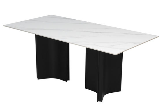 1800*900mm Ceramic Top Dining Table With Fixed Type And  Black Alu Base