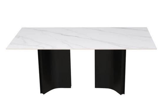 1800*900mm Ceramic Top Dining Table With Fixed Type And  Black Alu Base