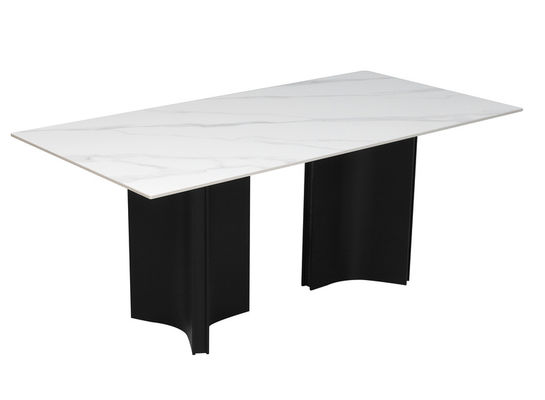 1800*900mm Ceramic Top Dining Table With Fixed Type And  Black Alu Base