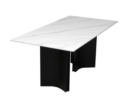 1800*900mm Ceramic Top Dining Table With Fixed Type And  Black Alu Base