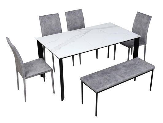 1500*850mm Ceramic Dining Table With Fixed Type Black Metal  Base