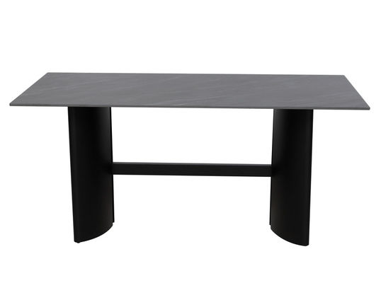 1650*850mm Ceramic Finished Dining Table With Fixed Type Black Metal  Base