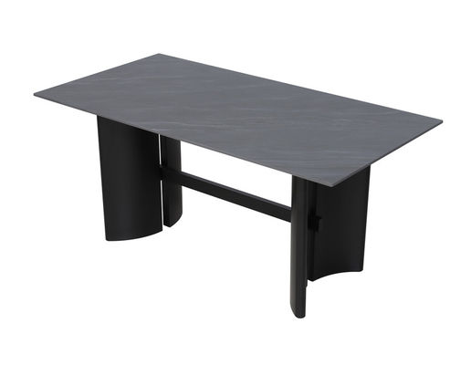 1650*850mm Ceramic Finished Dining Table With Fixed Type Black Metal  Base