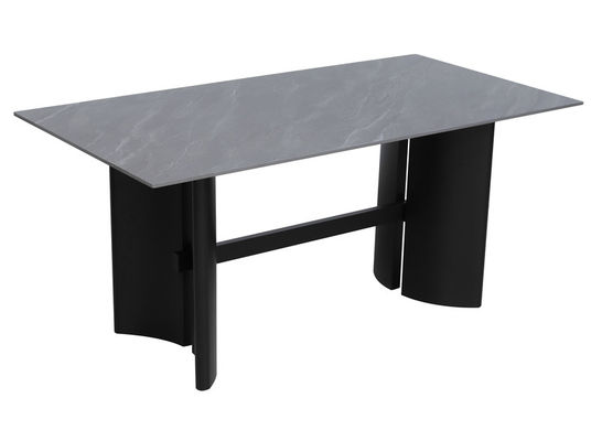 1650*850mm Ceramic Finished Dining Table With Fixed Type Black Metal  Base