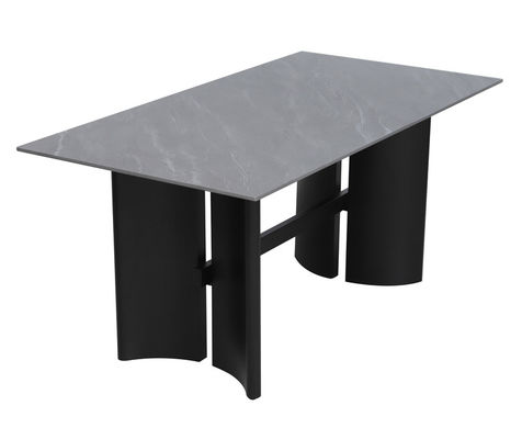 1650*850mm Ceramic Finished Dining Table With Fixed Type Black Metal  Base