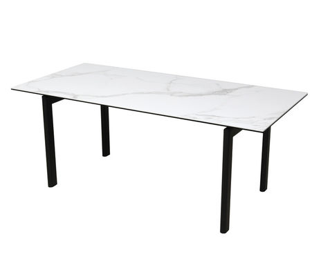 1800*850mm Ceramic Finished Dining Table With Fixed Type Black Oval Metal  Leg