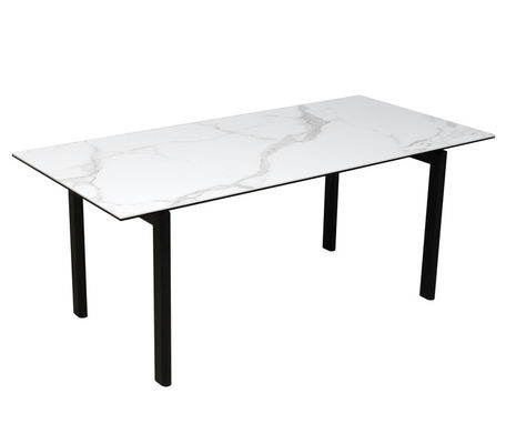 1800*850mm Ceramic Finished Dining Table With Fixed Type Black Oval Metal  Leg