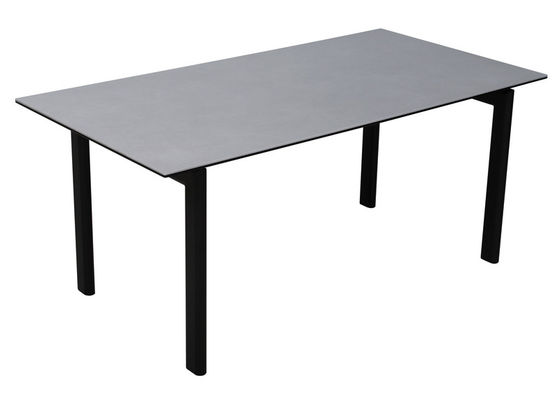 1650*850mm Ceramic Finished Dining Table With Fixed Type Black Oval Metal  Leg