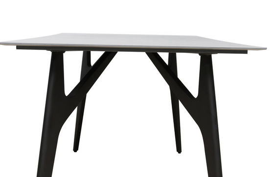1500*850mm Ceramic Material Dining Table With Fixed Type Black Special Metal  Leg