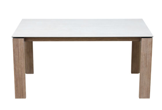 1500*800mm Ceramic Material Dining Table With Fixed Type Wooden  Leg