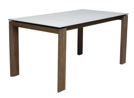 1500*800mm Ceramic Material Dining Table With Fixed Type Wooden  Leg
