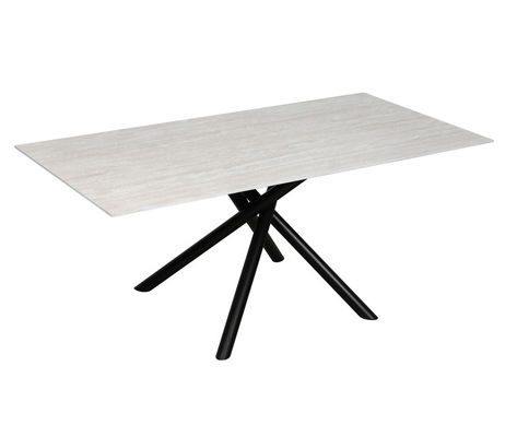 1800*900mm Ceramic Material Dining Table With Fixed Type Black  Metal  Leg