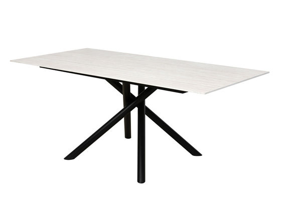 1800*900mm Ceramic Material Dining Table With Fixed Type Black  Metal  Leg