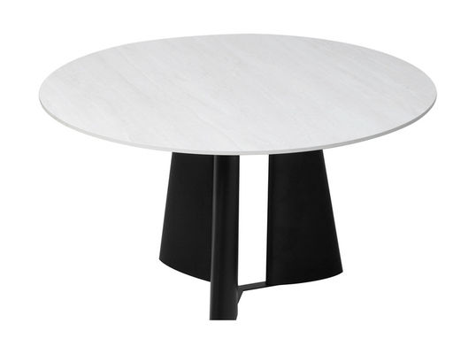 Ceramic Top Fixed Type Modern Round Dining Table Easy Cleaning With Metal Base