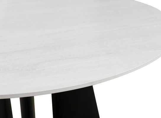 Ceramic Top Fixed Type Modern Round Dining Table Easy Cleaning With Metal Base