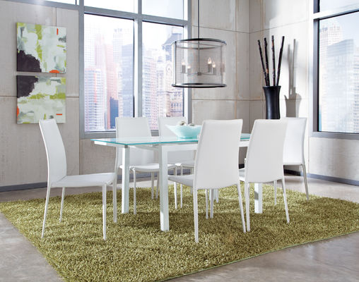 1700mm Extendable Glass Dining Table Impact Resistant With Iron legs