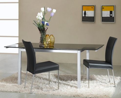 1700mm Extendable Glass Dining Table Impact Resistant With Iron legs