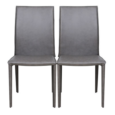 High Stability Stylish Leather Dining Chairs Impact Resistant With Iron Legs