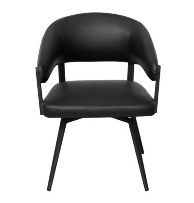 Sleek Design Black Swivel Dining Chairs Easy Cleaning for Dining Room Seating