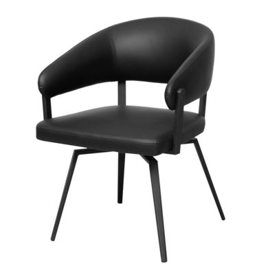 Sleek Design Black Swivel Dining Chairs Easy Cleaning for Dining Room Seating