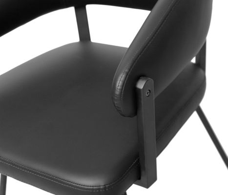 Sleek Design Black Swivel Dining Chairs Easy Cleaning for Dining Room Seating