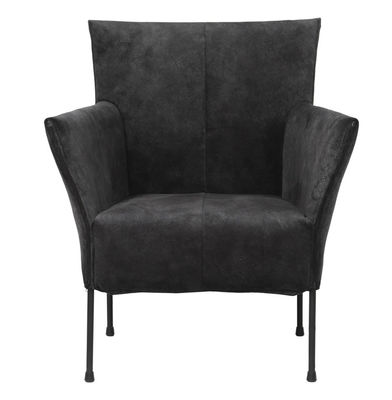 Comfortable Metal Legs Black Leather Dining Armchair With Upholstery Dc-7383