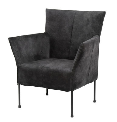 Comfortable Metal Legs Black Leather Dining Armchair With Upholstery Dc-7383