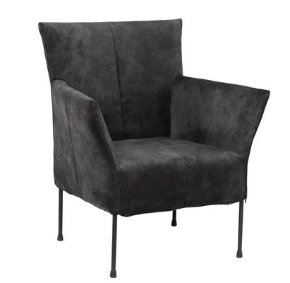 Comfortable Metal Legs Black Leather Dining Armchair With Upholstery Dc-7383