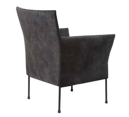 Comfortable Metal Legs Black Leather Dining Armchair With Upholstery Dc-7383