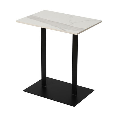 Modern Design Smooth Surface Ceramic Side Table Resistant Scratches With Iron Base