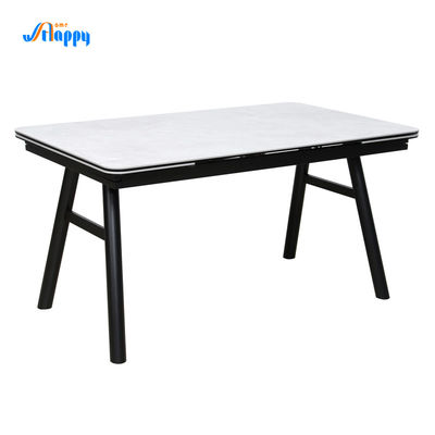 Contemporary 85cm Width Expandable Dining Room Table With Iron Base