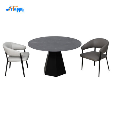 1200mm Diameter Modern Round Dining Table With Fixed Type And Iron Base