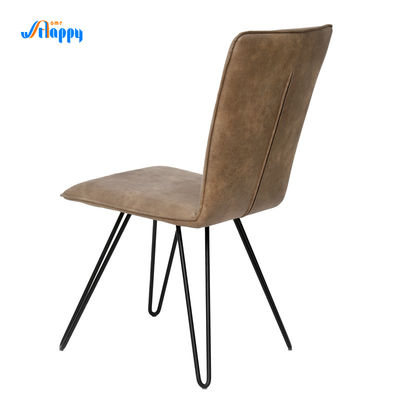 Lightweight PU Brown Leather Dining Chairs Modern Type For Home Use Dc-7503