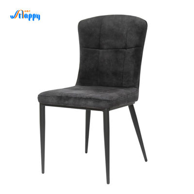 Fashionable Black Leather Dining Chairs DC-7538 Hard Wearing With Metal Frame