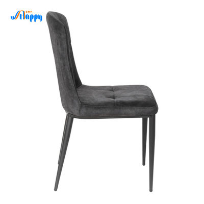 Fashionable Black Leather Dining Chairs DC-7538 Hard Wearing With Metal Frame